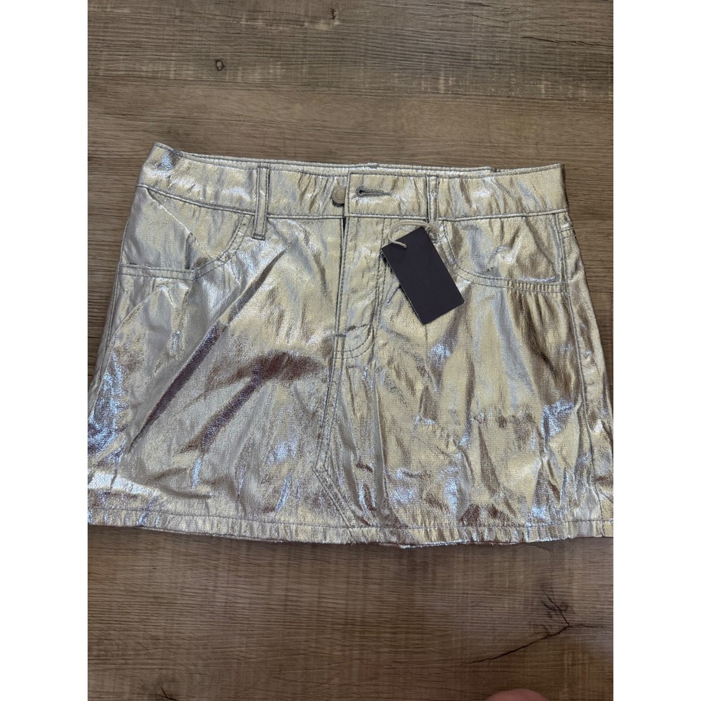 Indigo Rising Silver Metallic Mini Skirt - Size Small - NWT